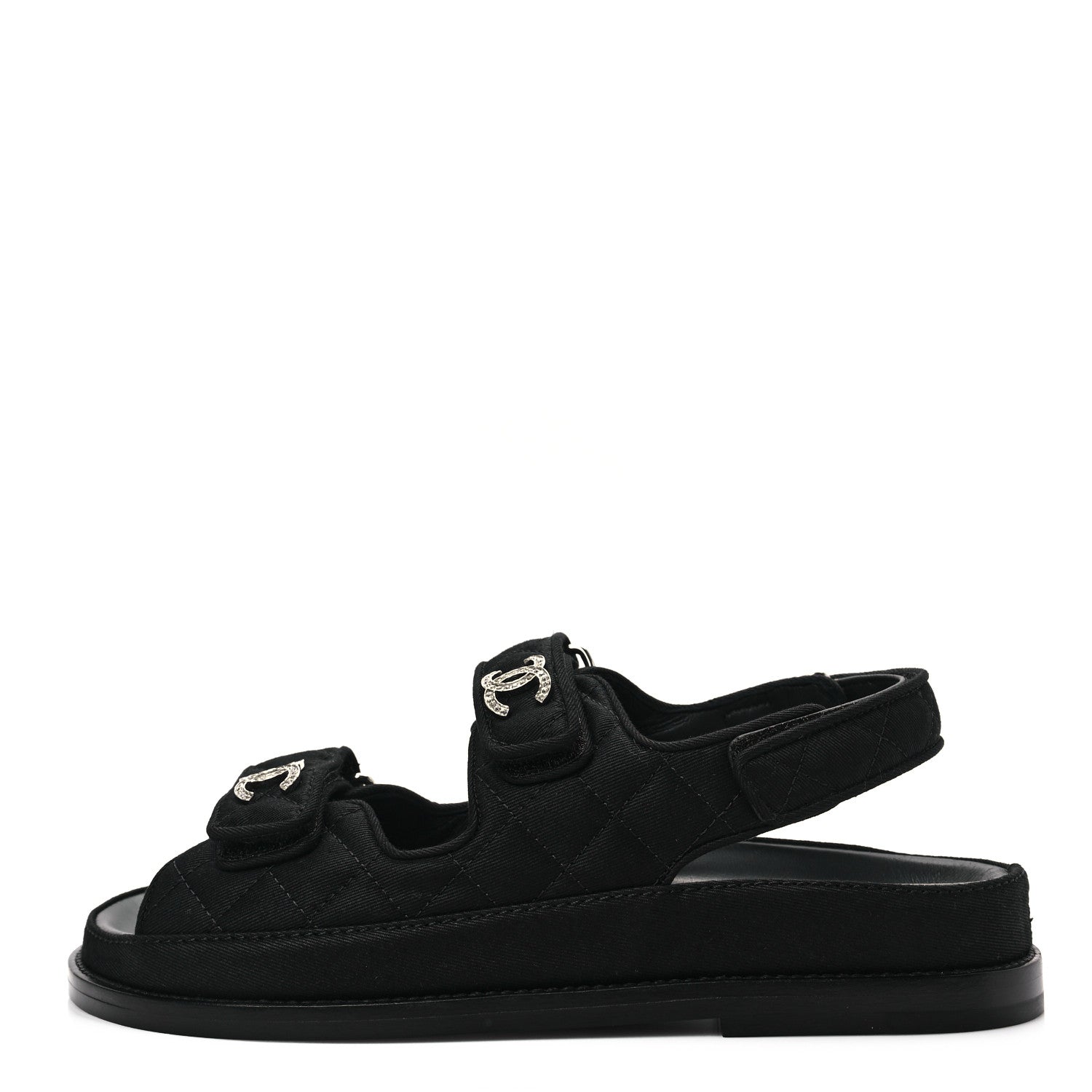 Chanel Mixed Fibers Velcro Dad Sandals 36 Black 1 of 9