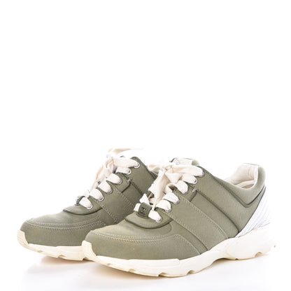 Chanel Fabric CC Sneakers 37.5 Khaki 3 of 11