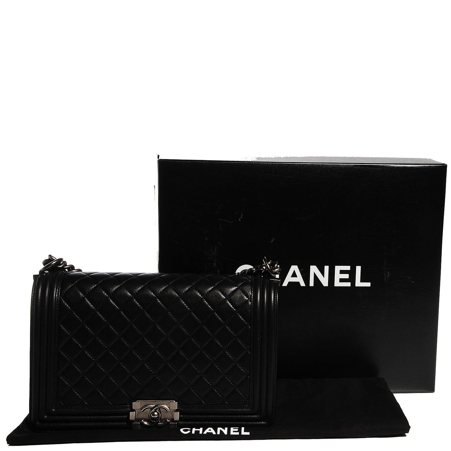 Metallic Calfskin Quilted New Medium Boy Flap Black