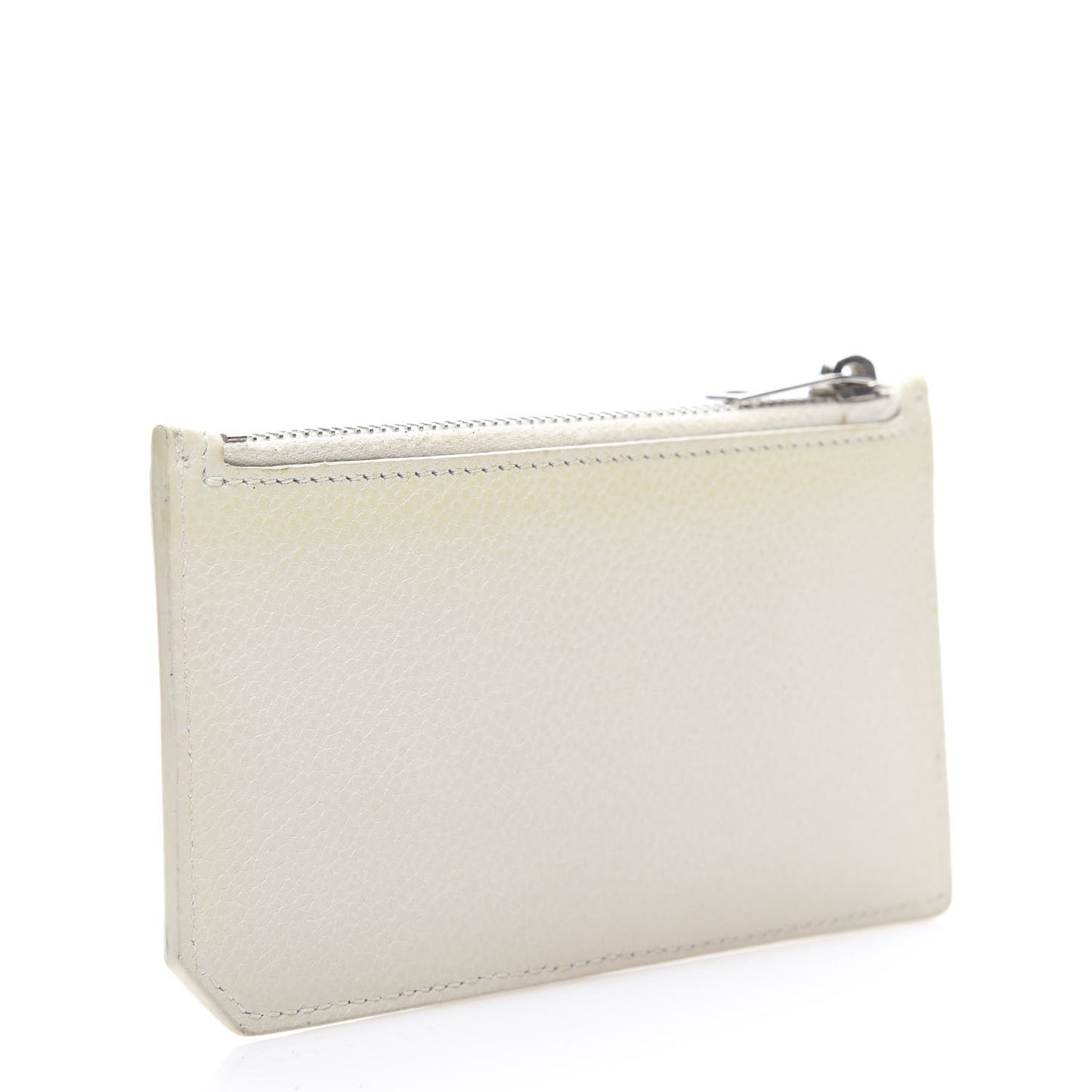 Grained Calfskin 5 Fragments Zip Pouch Card Holder White