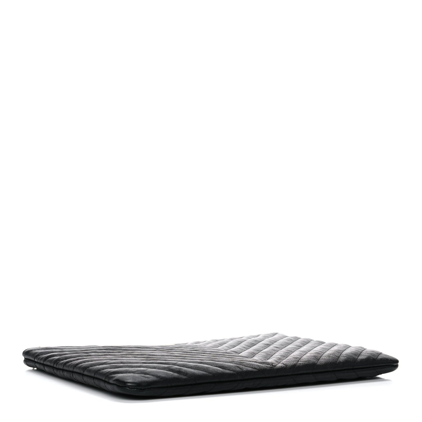 Aged Calfskin Chevron Quilted Medium Cosmetic Case Black