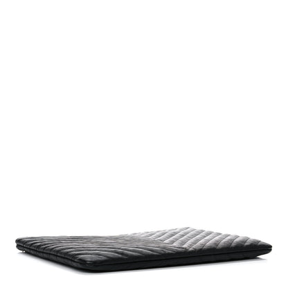 Chanel Aged Calfskin Chevron Quilted Medium Cosmetic Case Black 4 of 13