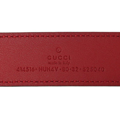 Gucci GG Supreme Enamel Double G 30mm Belt 80 32 Black New Cherry Red 3 of 6