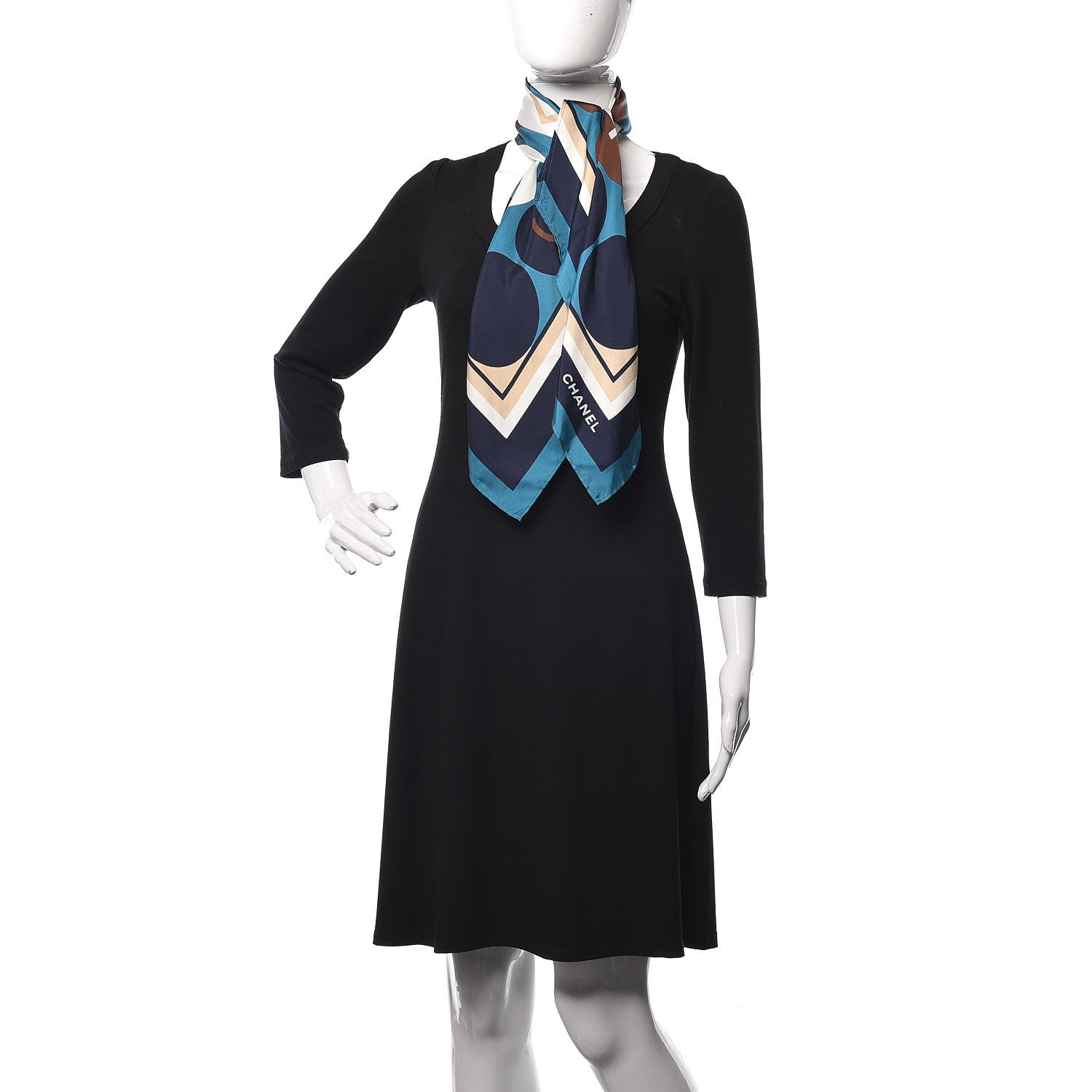 Chanel Silk CC Logo Scarf Dark Turquoise 2 of 5