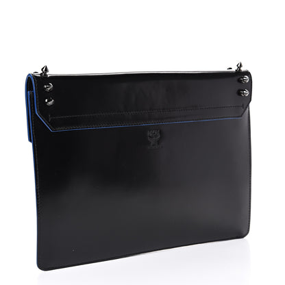 MCM Calfskin Studded Flap Pouch Black 2 of 9