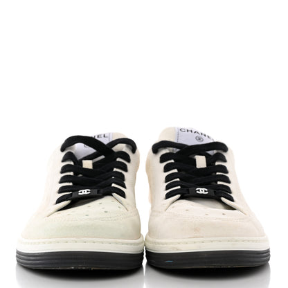 Chanel Suede Calfskin Logo Sneakers 39 Black White 2 of 16