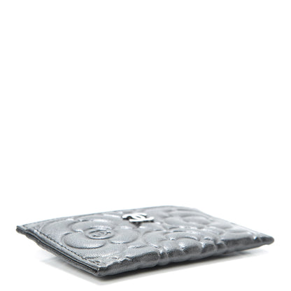 Chanel Goatskin Camellia Embossed Card Holder Anthracite 4 of 9