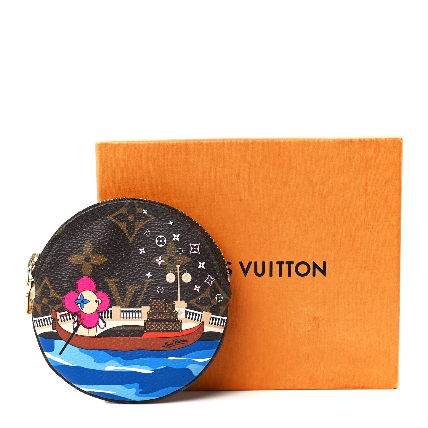 Monogram 2019 Christmas Animation Round Coin Purse Blue