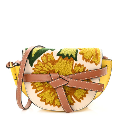 Loewe Calfskin Embroidered Floral Mini Gate Crossbody Bag Yellow 1 of 8