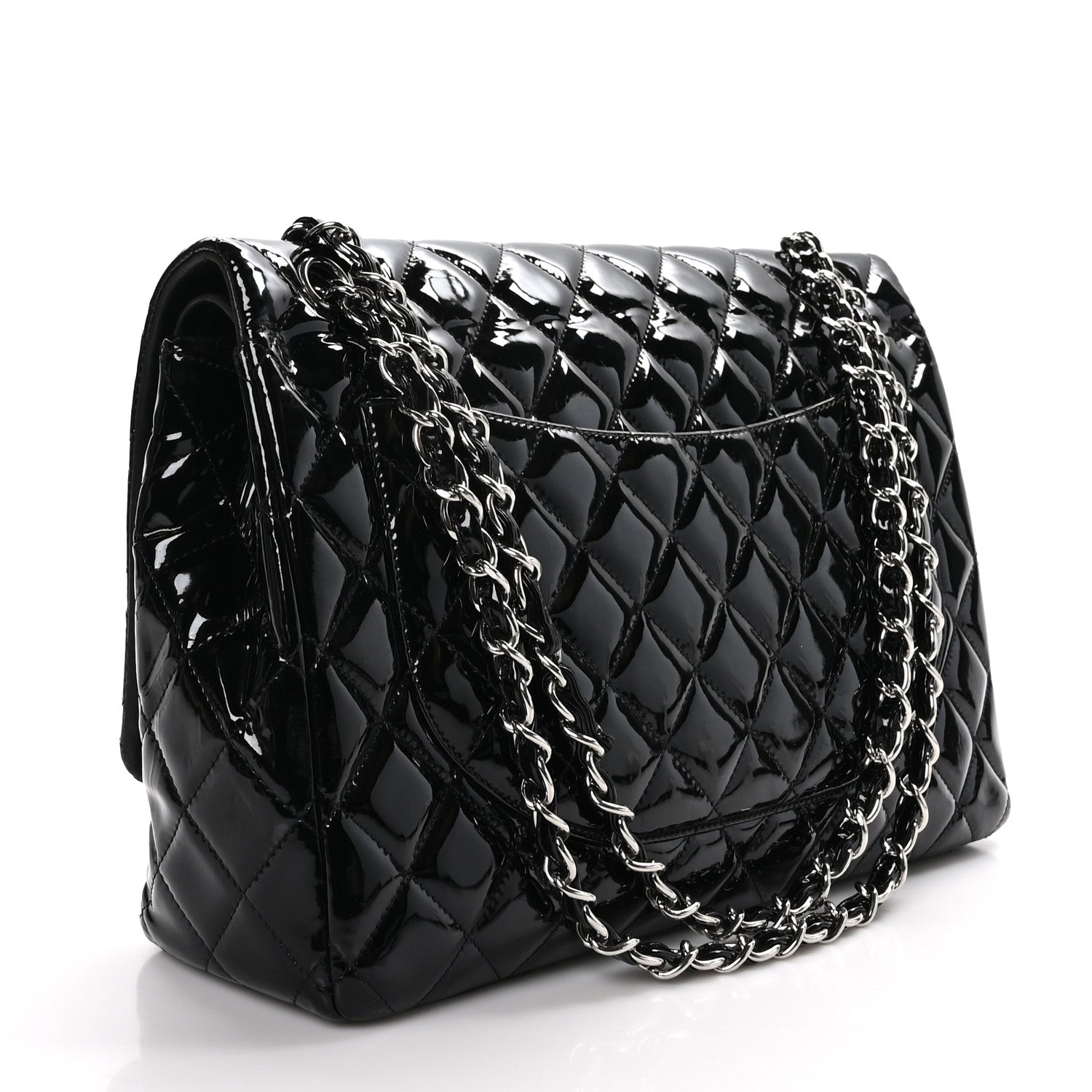 Chanel Patent Quilted Maxi Double Flap Black 3 of 9