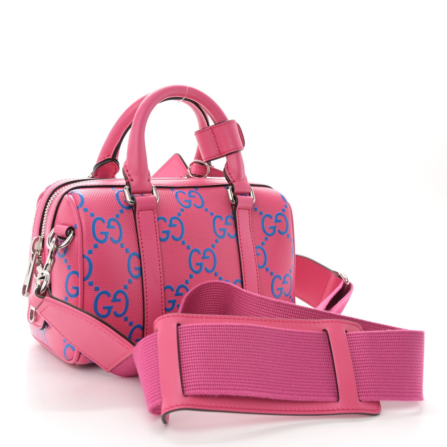 Calfskin GG Tennis Bi-Color Embossed Mini Duffle Bag Modern Fucsia Modern Blue