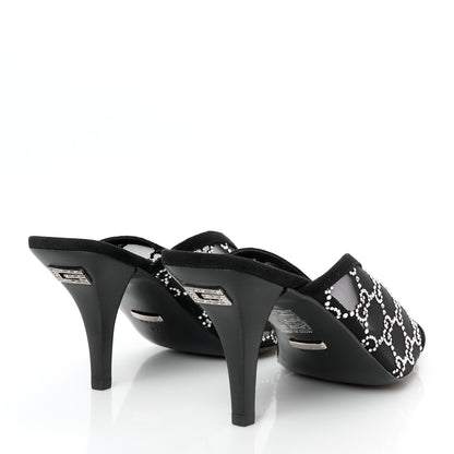 Gucci Tela Retino Kid Scamosciato Crystal GG Monogram Square G 95mm Slide Sandals 37 Black 5 of 9