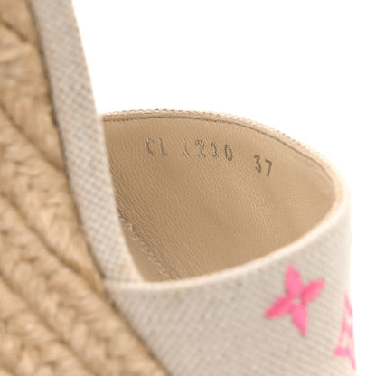 Louis Vuitton Canvas Monogram Starboard Espadrille Wedge Sandals 37 Rose Pop 8 of 12