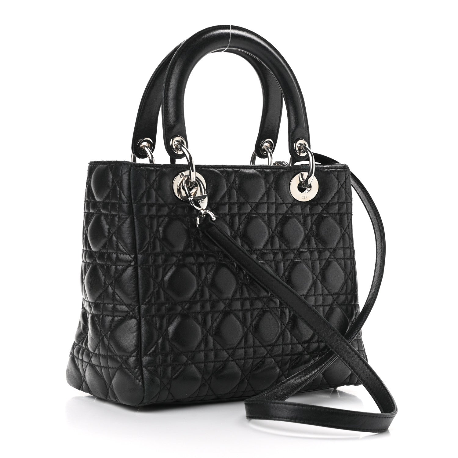 Christian Dior Lambskin Cannage Medium Lady Dior Black 2 of 12