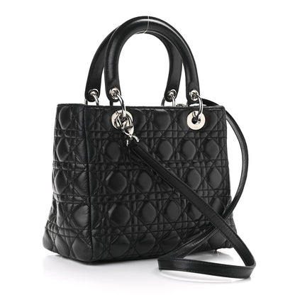 Christian Dior Lambskin Cannage Medium Lady Dior Black 2 of 12