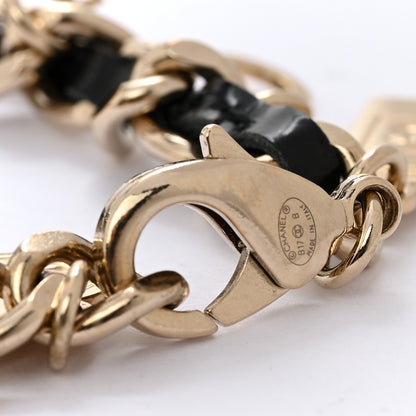 Chanel Metal Lambskin Crystal Chain CC Charms Bracelet Gold Black 4 of 7