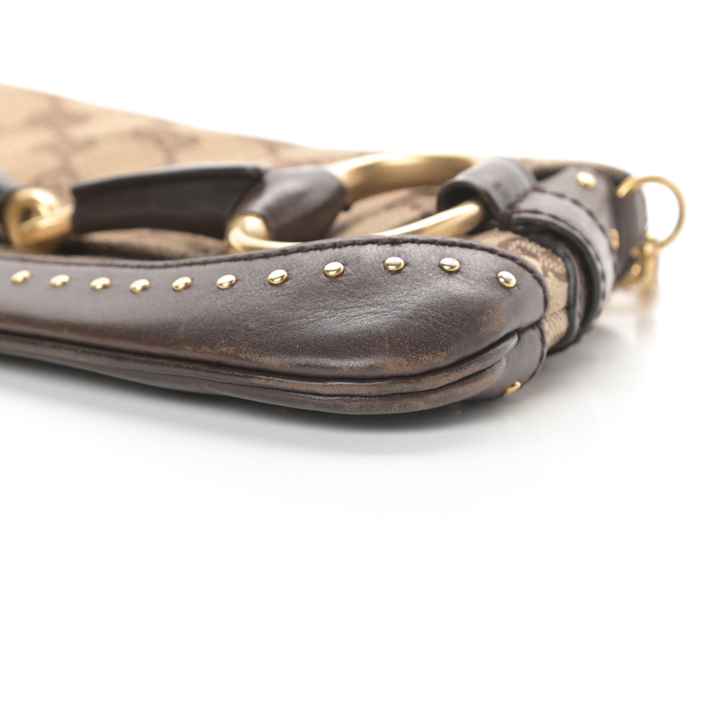 Monogram Studded Horsebit Clutch Dark Brown