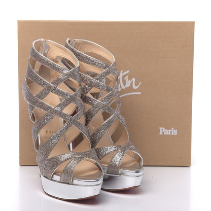 Christian Louboutin Glitter Mini Specchio Balota 150 Platform Sandals 39 Multi Silver 10 of 10