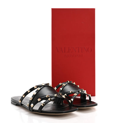 Valentino Garavani Calfskin Rockstud Slide Sandals 40 Black 9 of 9