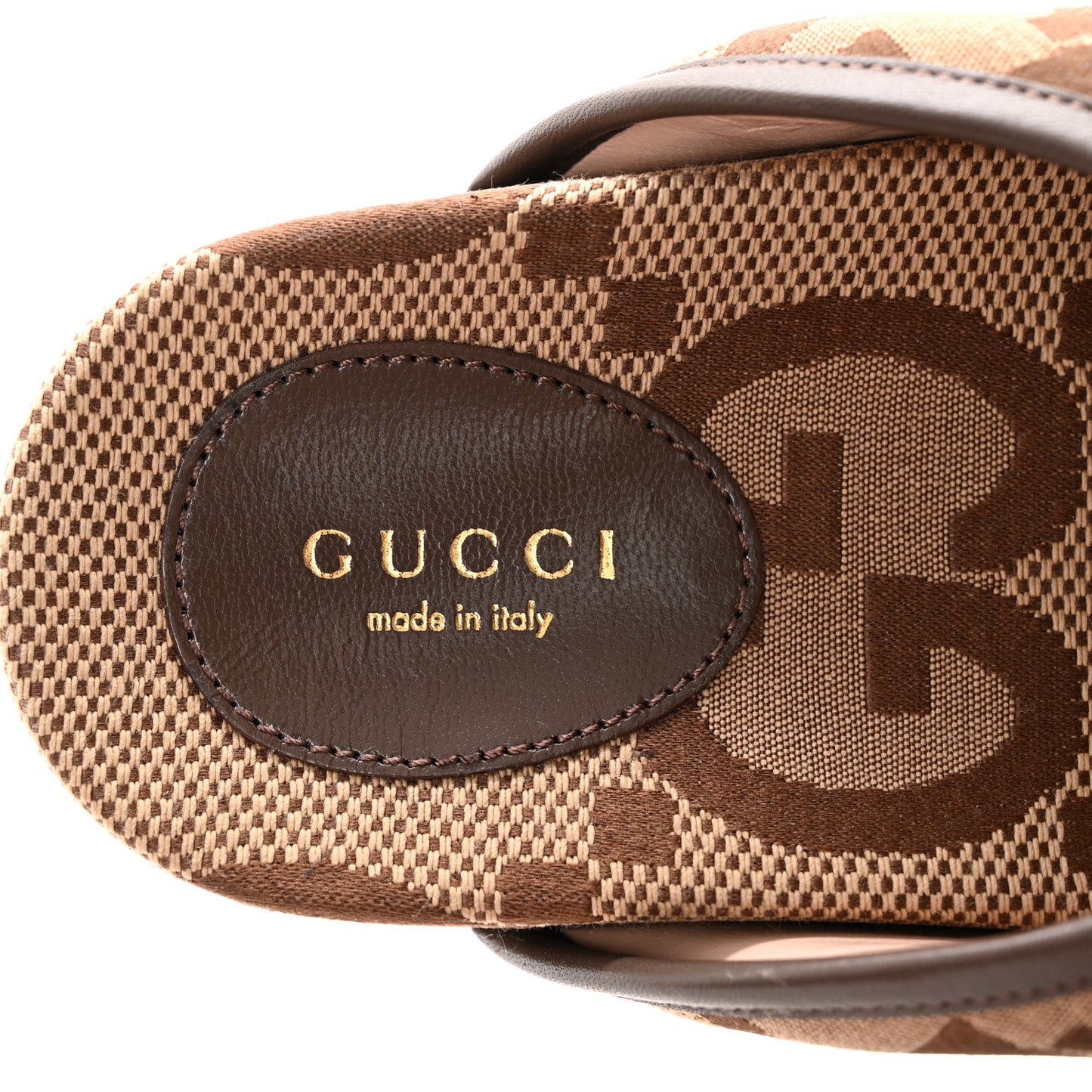 Monogram Jumbo GG Nappa Samoa Platform 40mm Slide Sandals 35 Camel Ebony New Acero