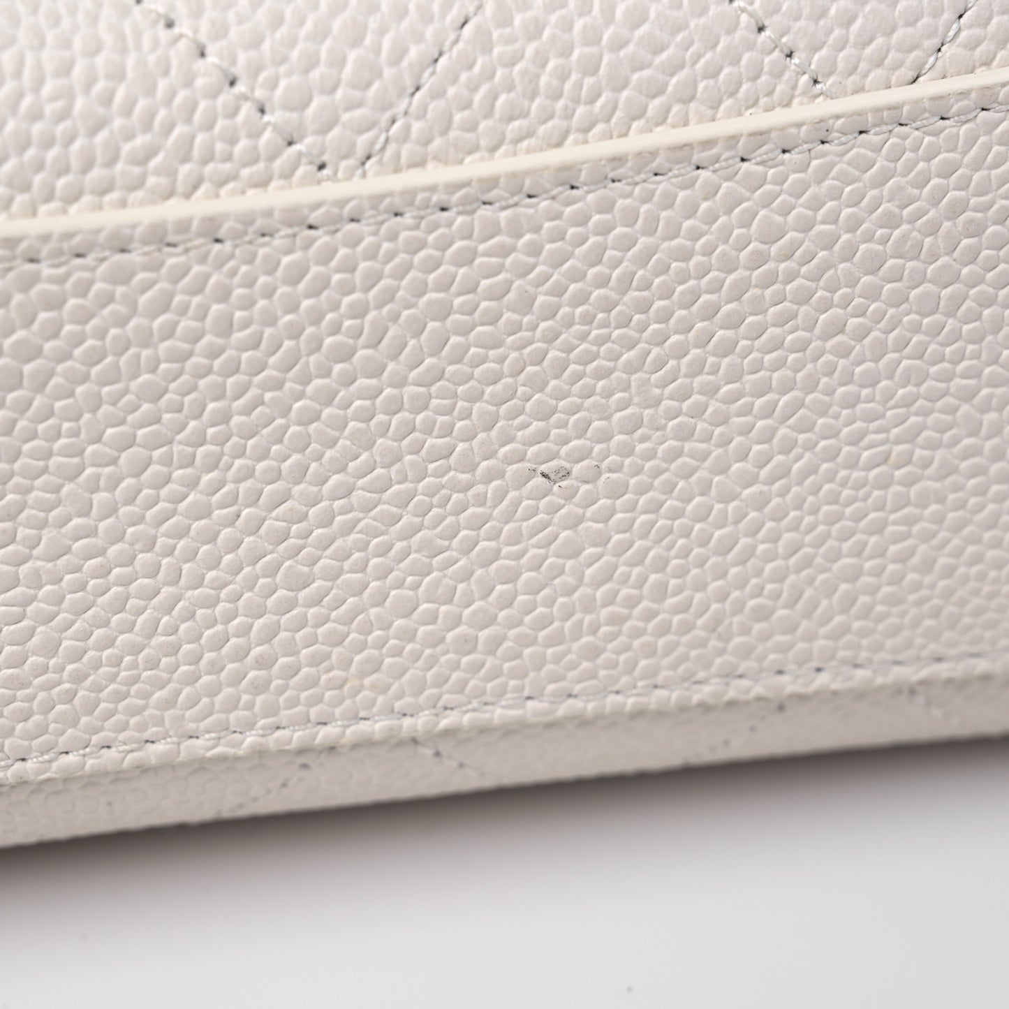 Caviar Diamond Stitched Small Top Handle Flap White