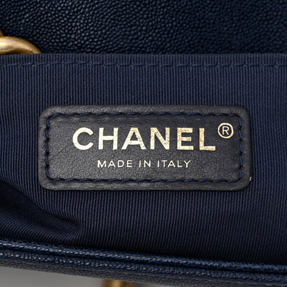 Chanel Caviar Quilted Medium Boy Flap Dark Navy Blue 5 of 9