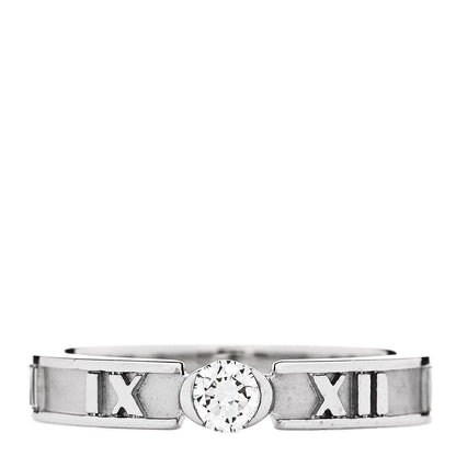 Tiffany 18K White Gold Diamond Atlas Solitaire Band Ring 49 5 1 of 4