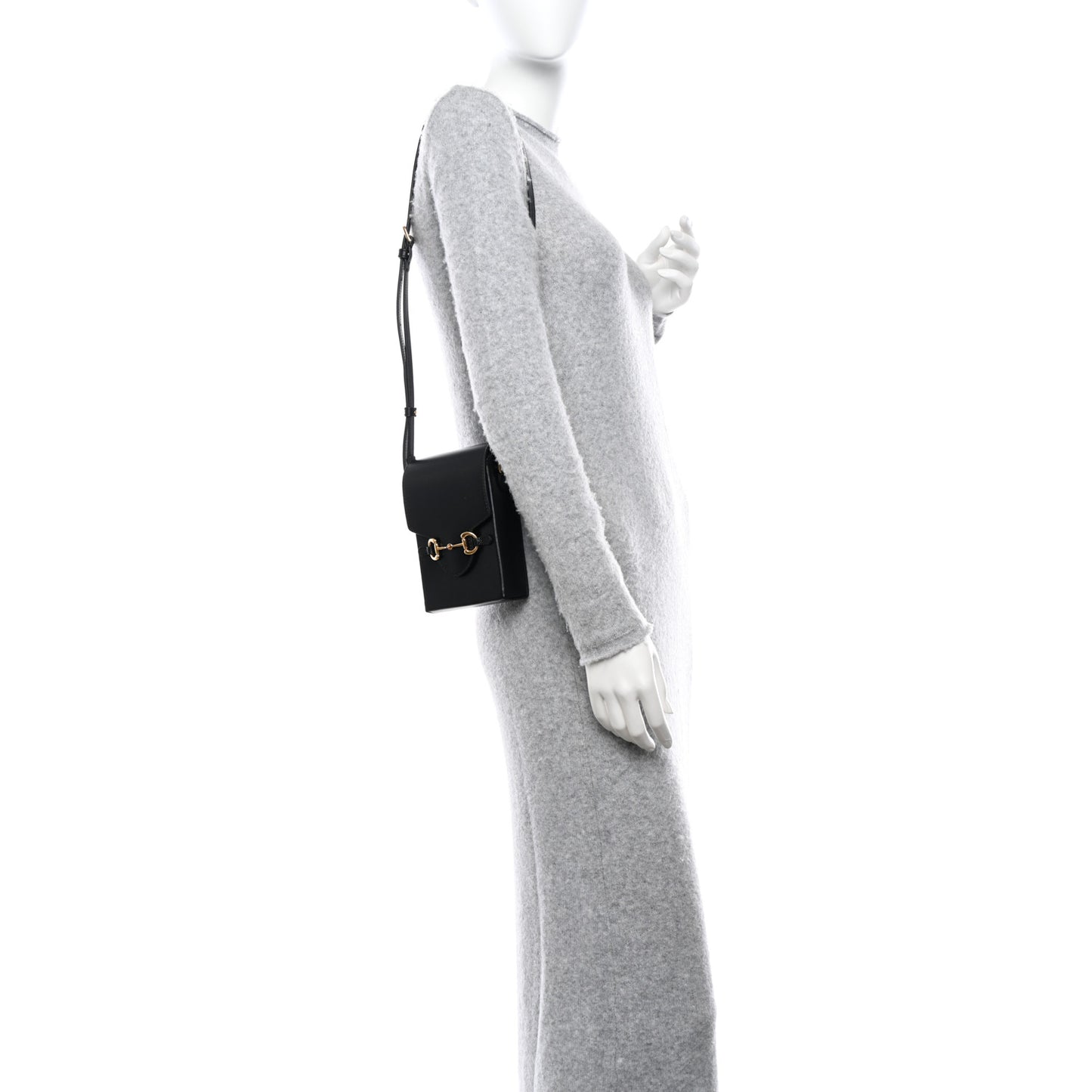 Boarded Plutone Calfskin Mini Horsebit 1955 Crossbody Bag Black