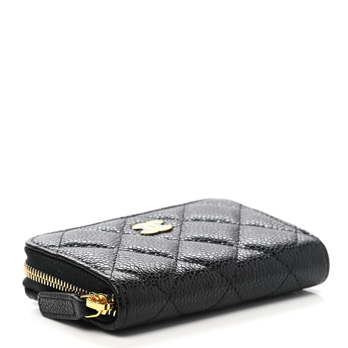 Caviar Quilted Zip Coin Purse Black