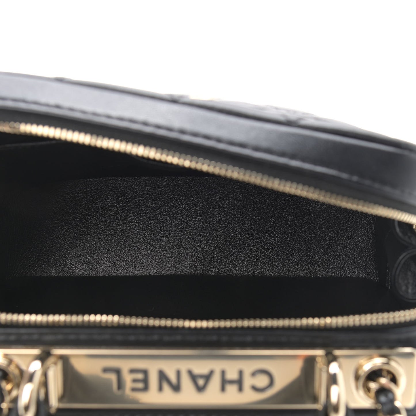 Lambskin Quilted Small Trendy CC Bowling Bag Black