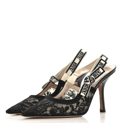Christian Dior Mesh Butterly Embroidered J'Adior Slingback 100mm Pumps 39 Black 4 of 9