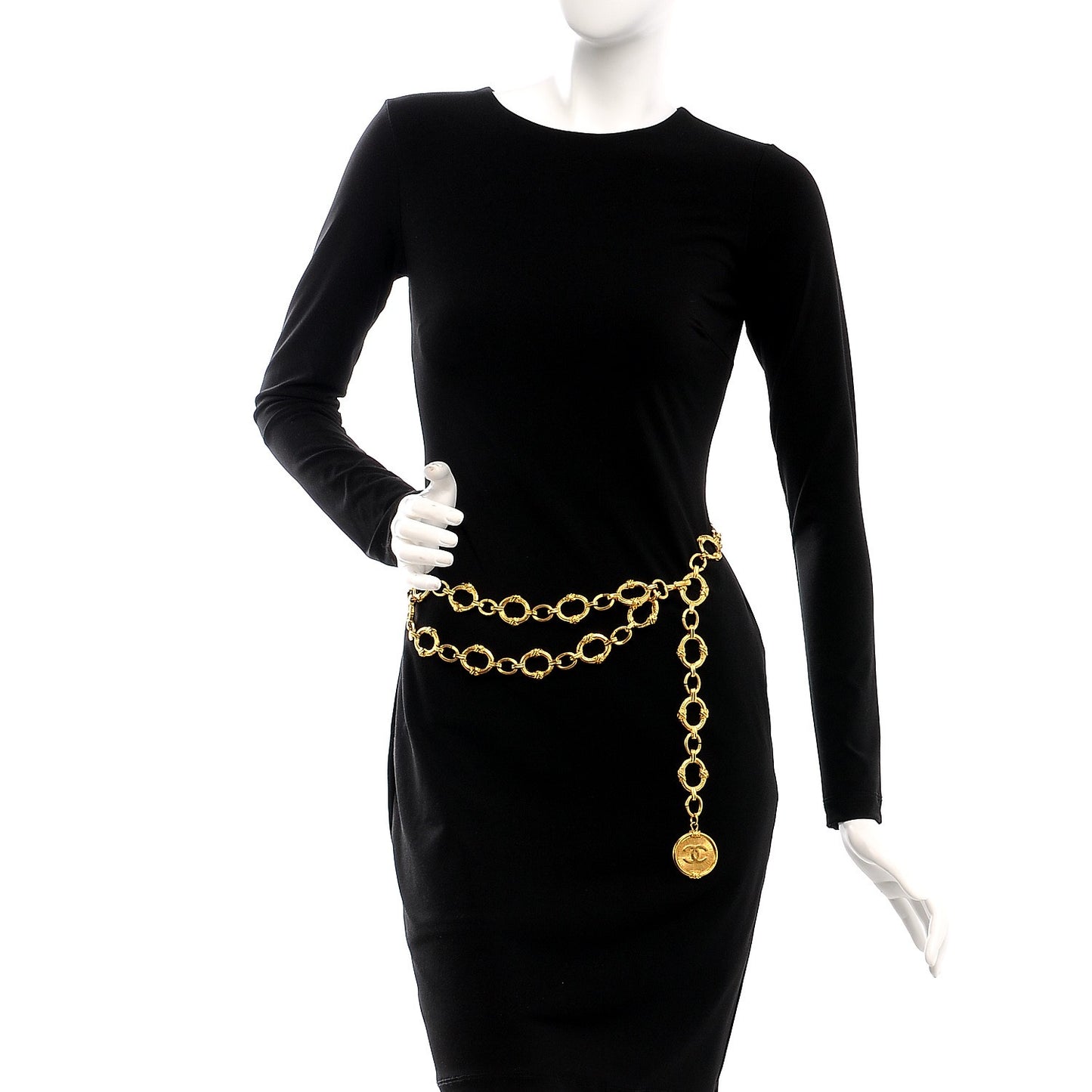 Chain CC Medallion Belt Gold