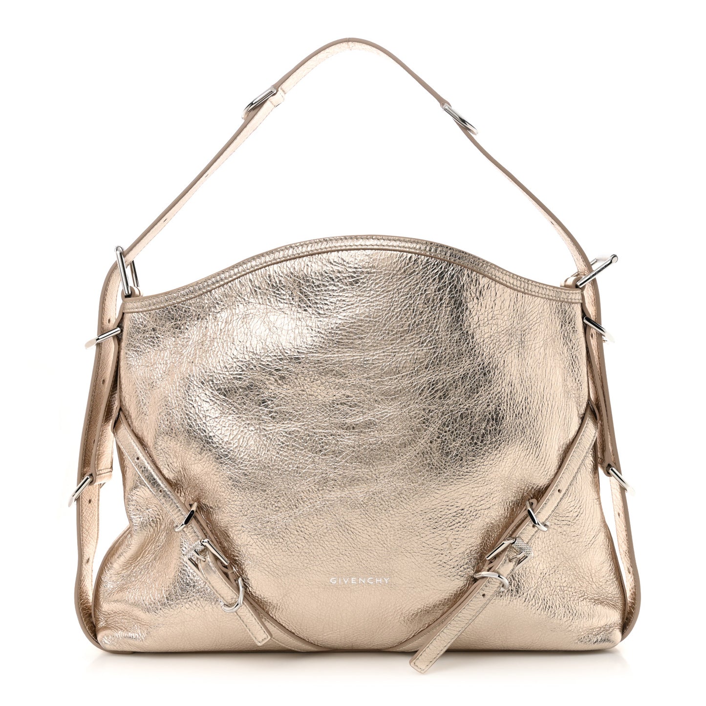 Metallic Calfskin Medium Voyou Bag Dusty Gold