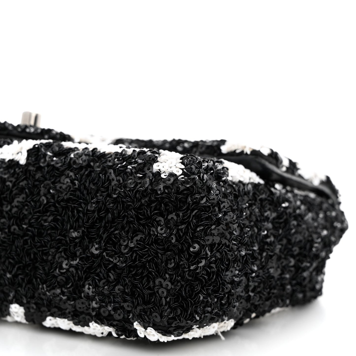 Sequin Mini Rectangular Flap Black White