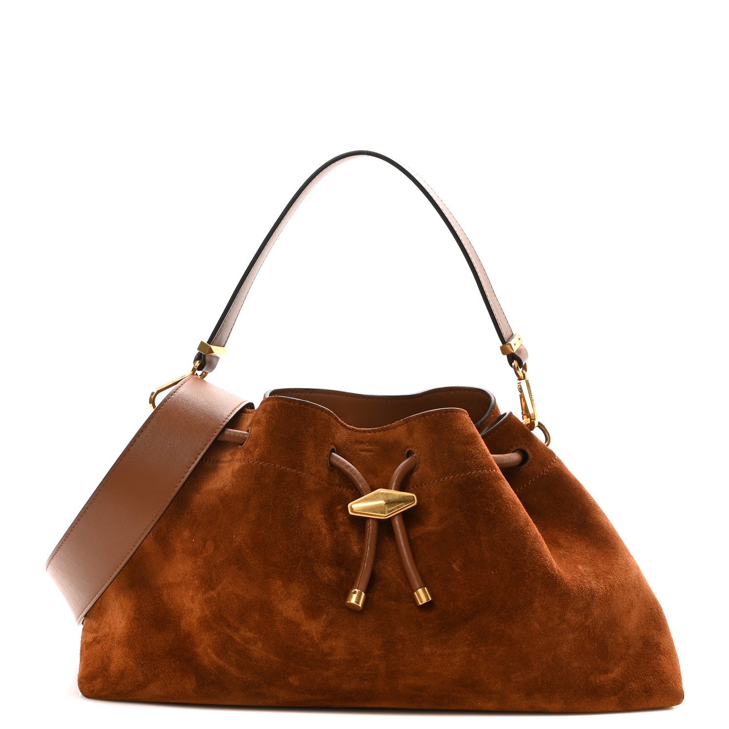 Jimmy Choo Suede Bon Bon East West Bucket Bag Tan 1 of 9