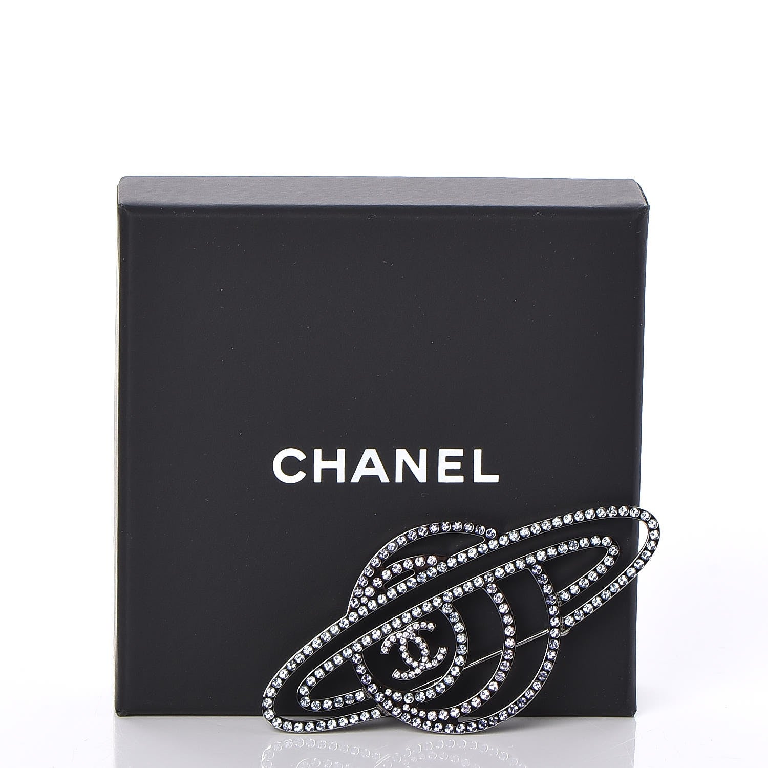 Chanel Ruthenium Crystal CC Planet Brooch Purple Light Blue 5 of 5