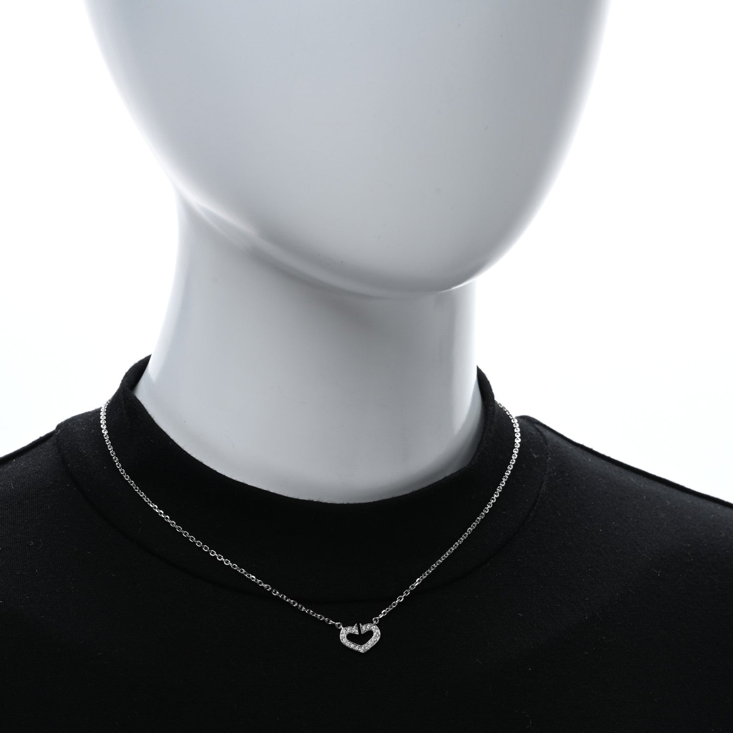 Cartier 18K White Gold Diamond Small Hearts and Symbols Pendant Necklace 3 of 4