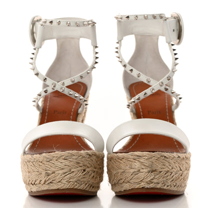 Christian Louboutin Calfskin Chocazeppa Spikes 120 Platform Wedge Sandals 35 Bianco 2 of 9