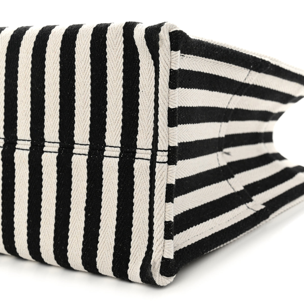 Canvas Calfskin Triomphe Large Cabas Black White