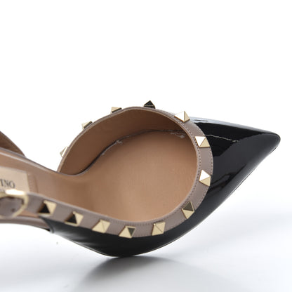 Valentino Garavani Patent Rockstud Half D'Orsay Slingback 85mm Pumps 38 Black Poudre 16 of 18