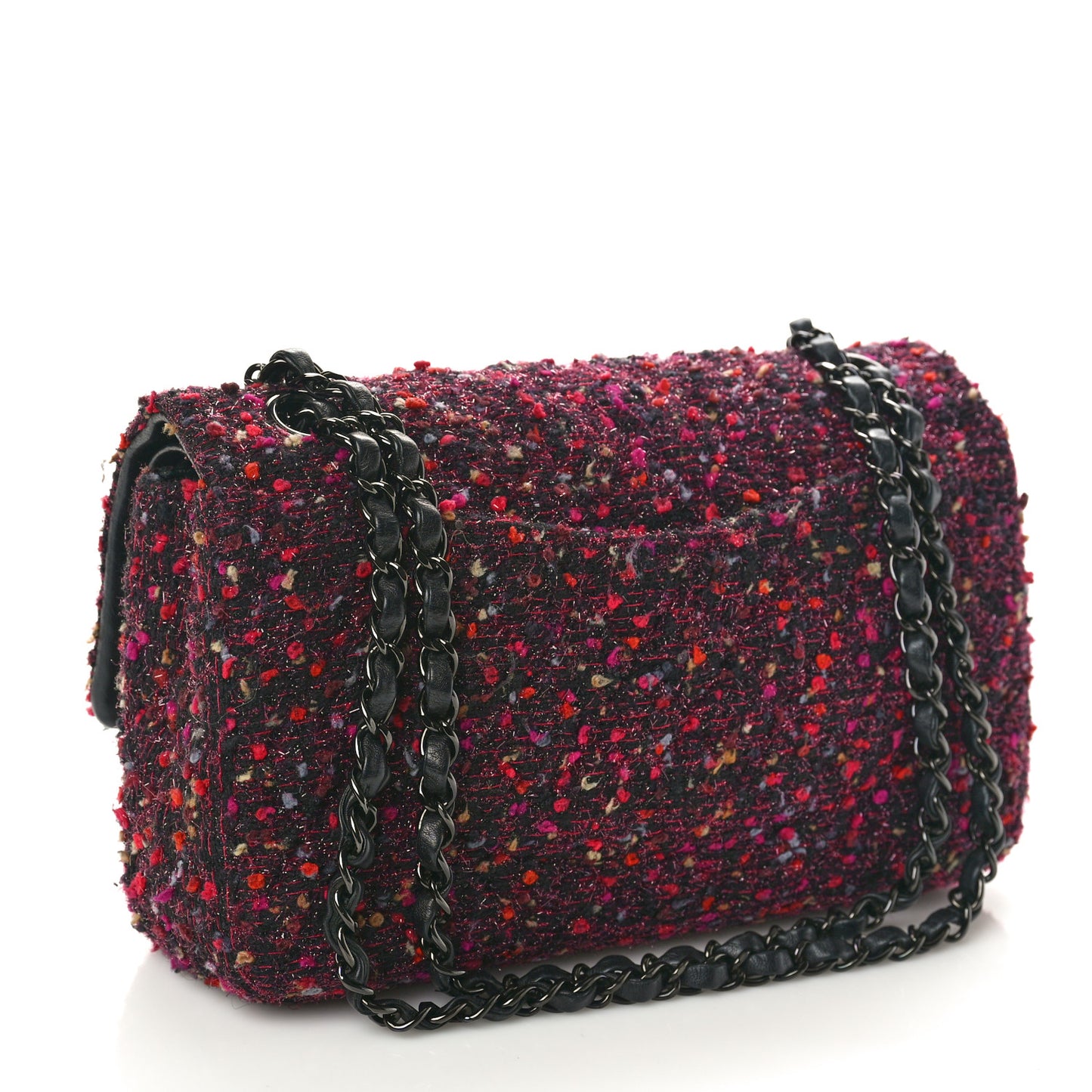 Tweed Quilted Medium Double Flap Multicolor