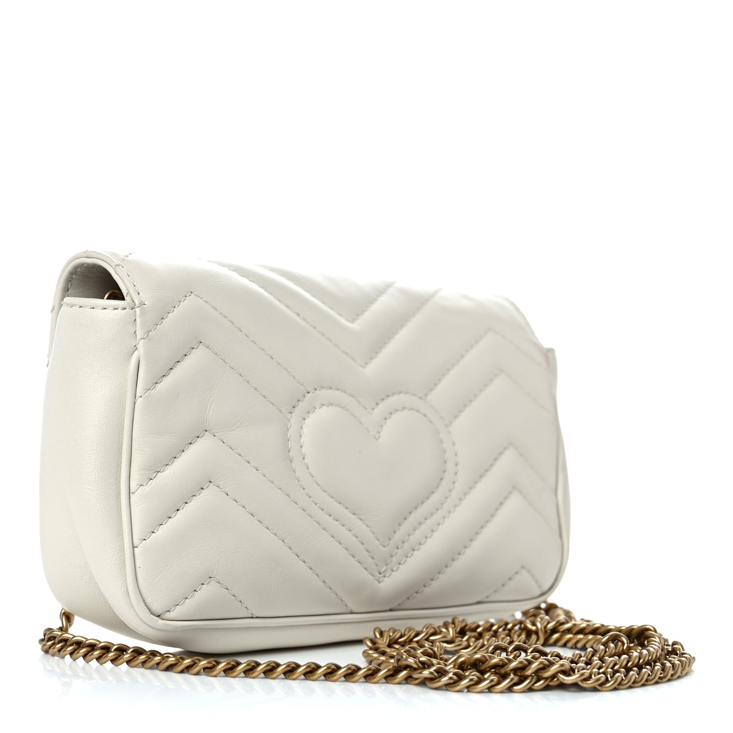Calfskin Matelasse Super Mini GG Marmont Shoulder Bag White