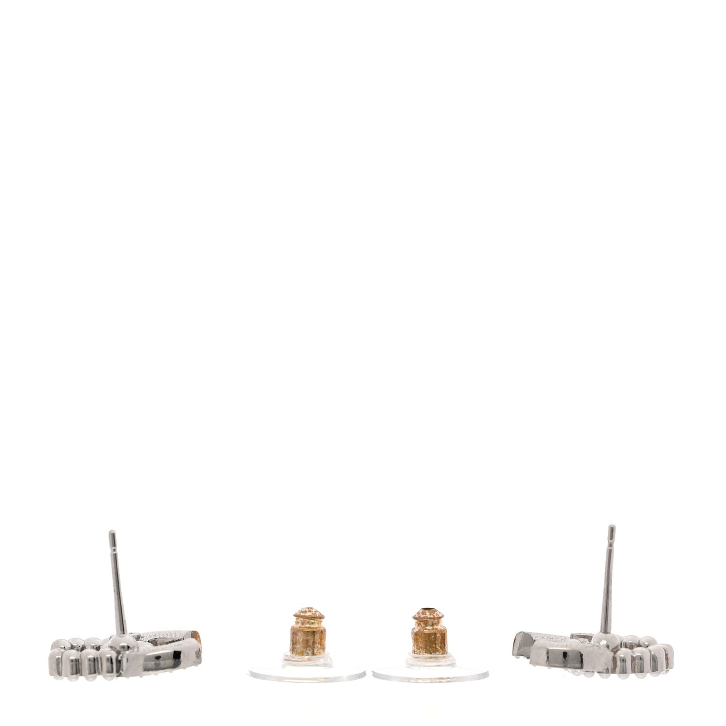 Pearl Crystal CC Earrings Silver Pearly White
