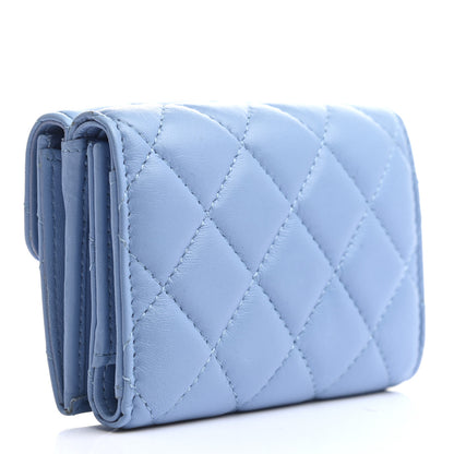 Chanel Lambskin Quilted Double Flap Wallet Light Blue 3 of 8