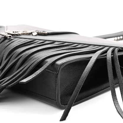 Saint Laurent Calfskin Fringe Medium Snake Monogram Satchel Black 9 of 9