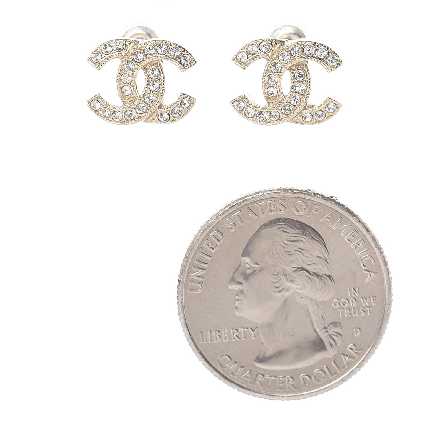 Crystal CC Earrings Light Gold
