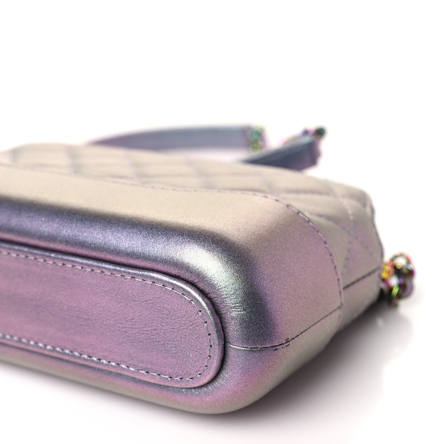 Chanel Iridescent Lambskin Calfskin Quilted Small Gabrielle Clutch With Chain Light Purple 10 of 11