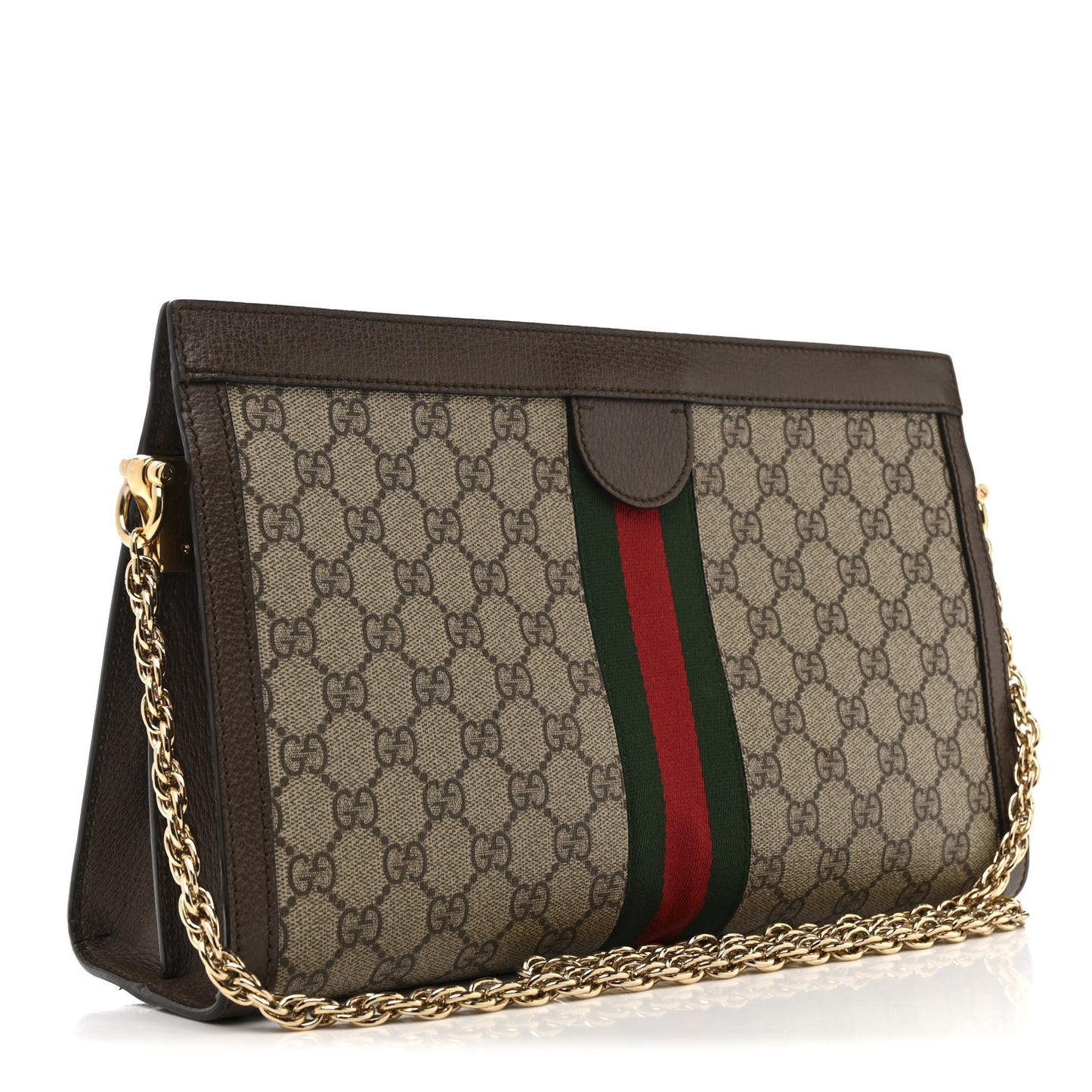 GG Supreme Monogram Web Medium Ophidia Chain Shoulder Bag Brown