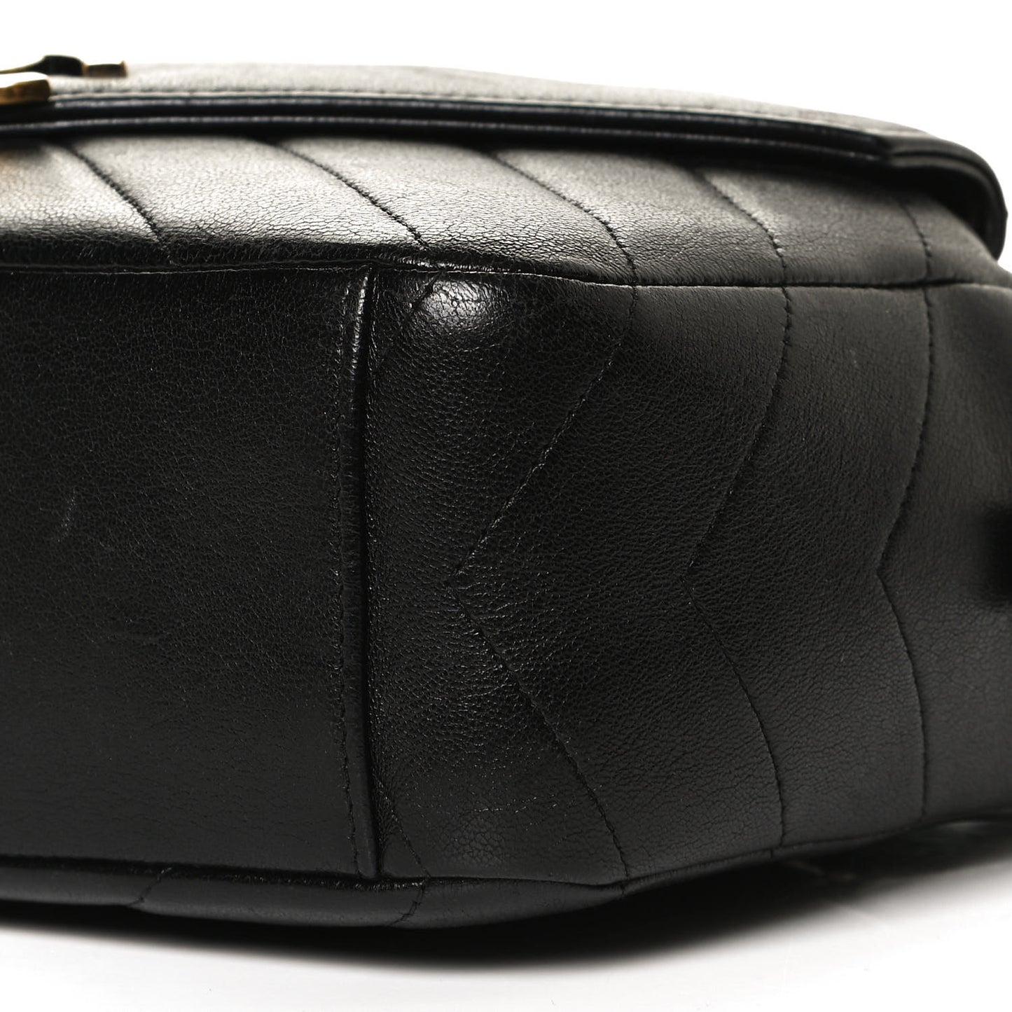 Lambskin Chevron Quilted Coco Envelope Flap Camera Case Black