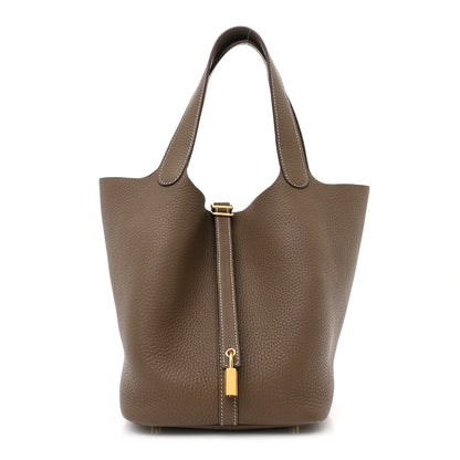Hermes Taurillon Clemence Picotin Lock 22 MM Etoupe 1 of 12
